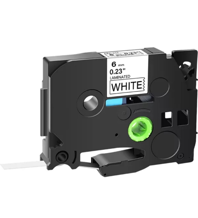 Cinta Adhesiva para Etiquetadora AZE-211 6mm/8M - Black on White 
