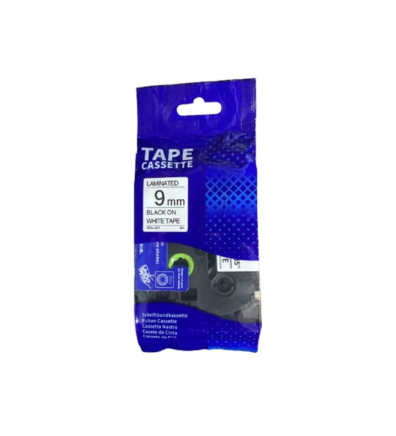 Cinta Adhesiva para Etiquetadora AZE-221 9mm/8m - Black on White