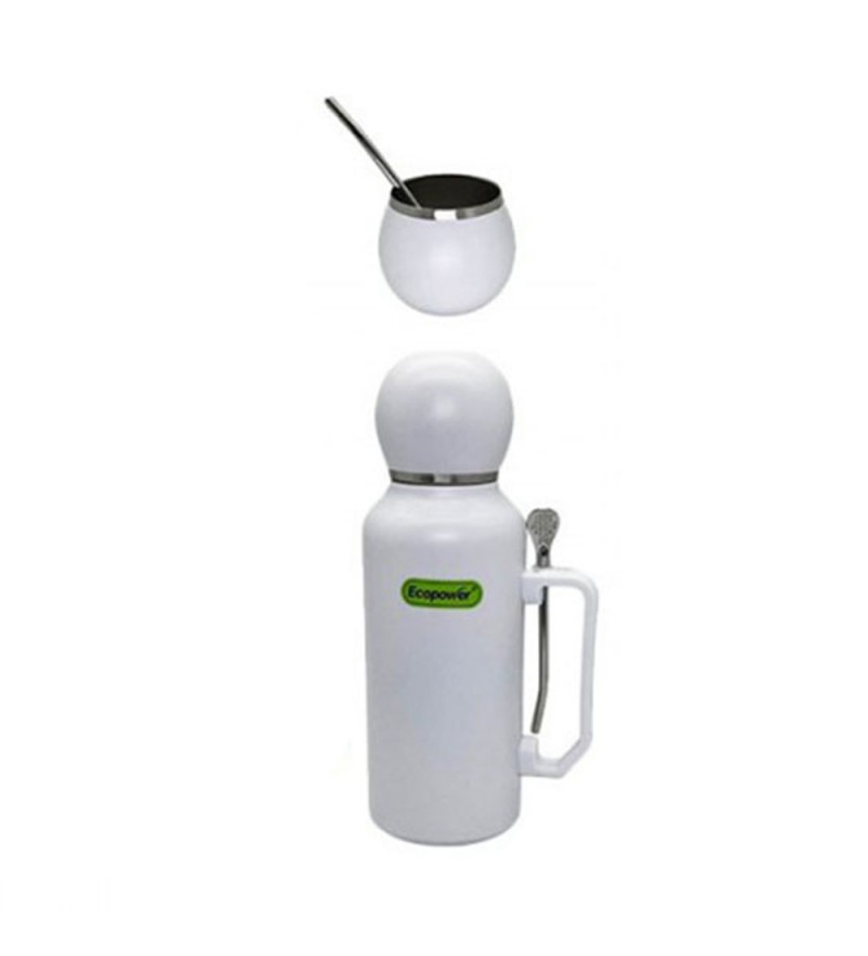 Termo Ecopower EP-G111 1300ML Con Guampa + Bombilla - Blanco