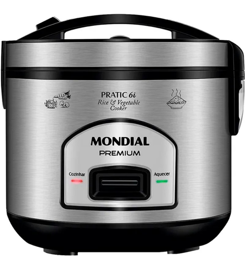 Olla Eléctrica Arrocera y Vapor Mondial PE-43-6X Practic 6I 220V - Negro/Plata