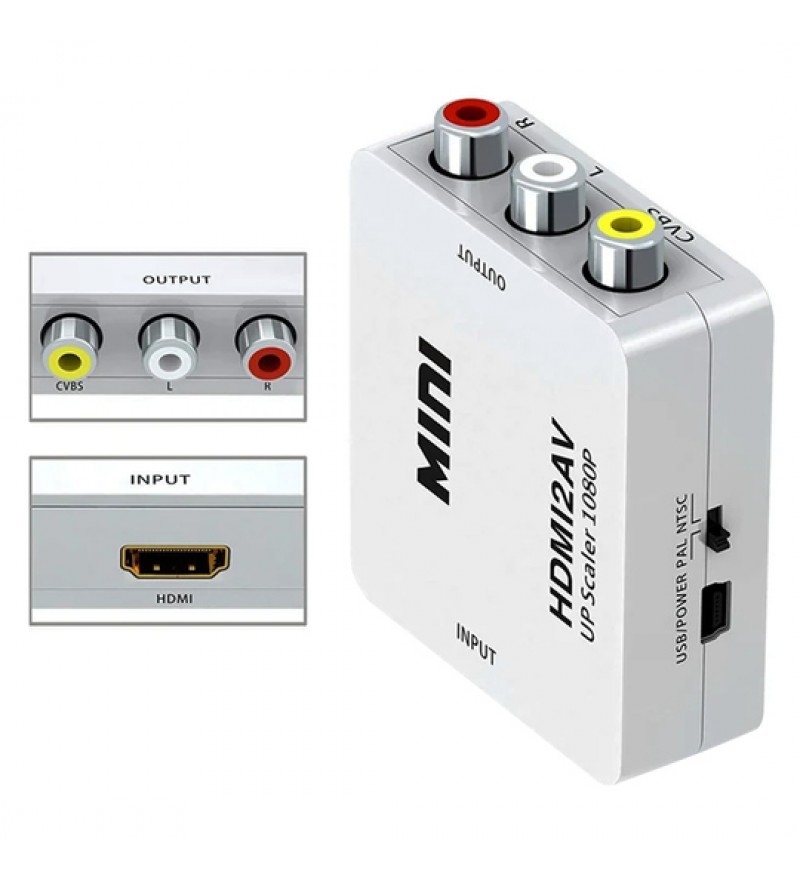 Conversor AV/RCA a HDMI Full HD 1080p HDMI2AV - Blanco